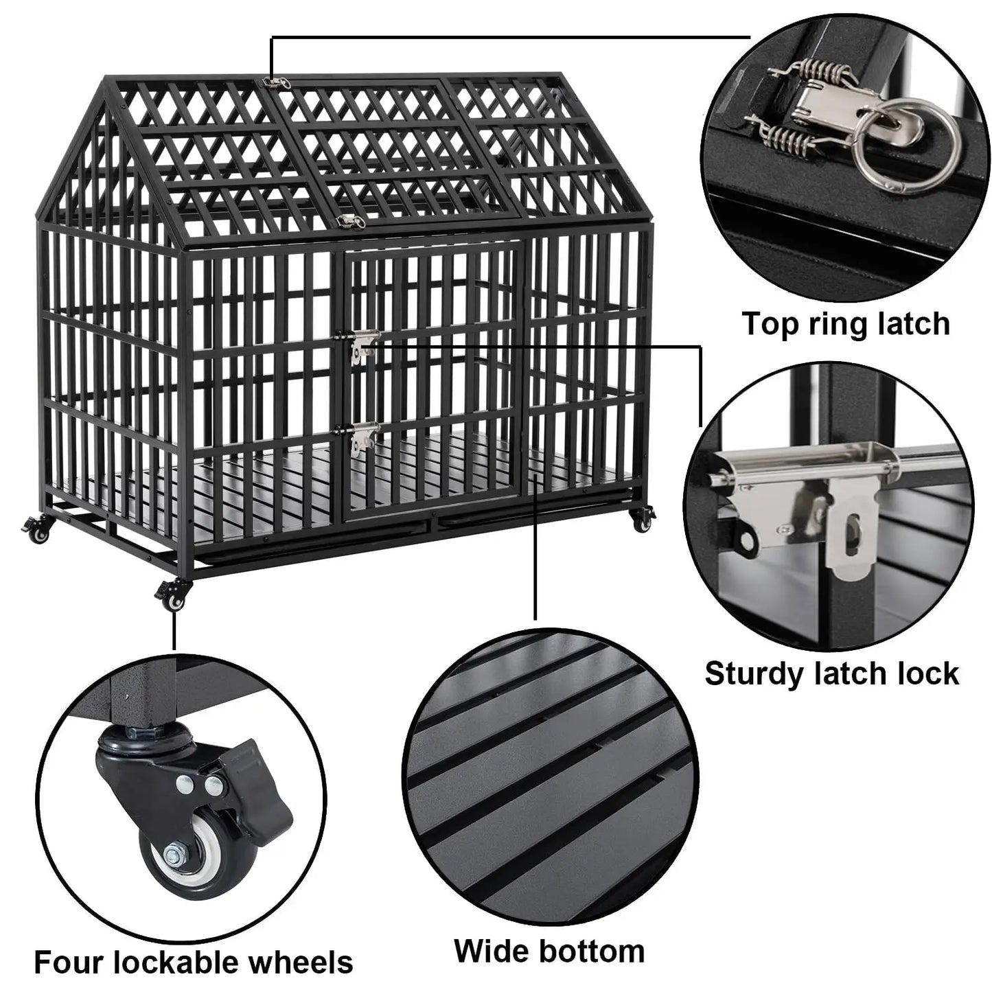 Heavy Duty Dog Crate for Large, Medium & Small Dogs