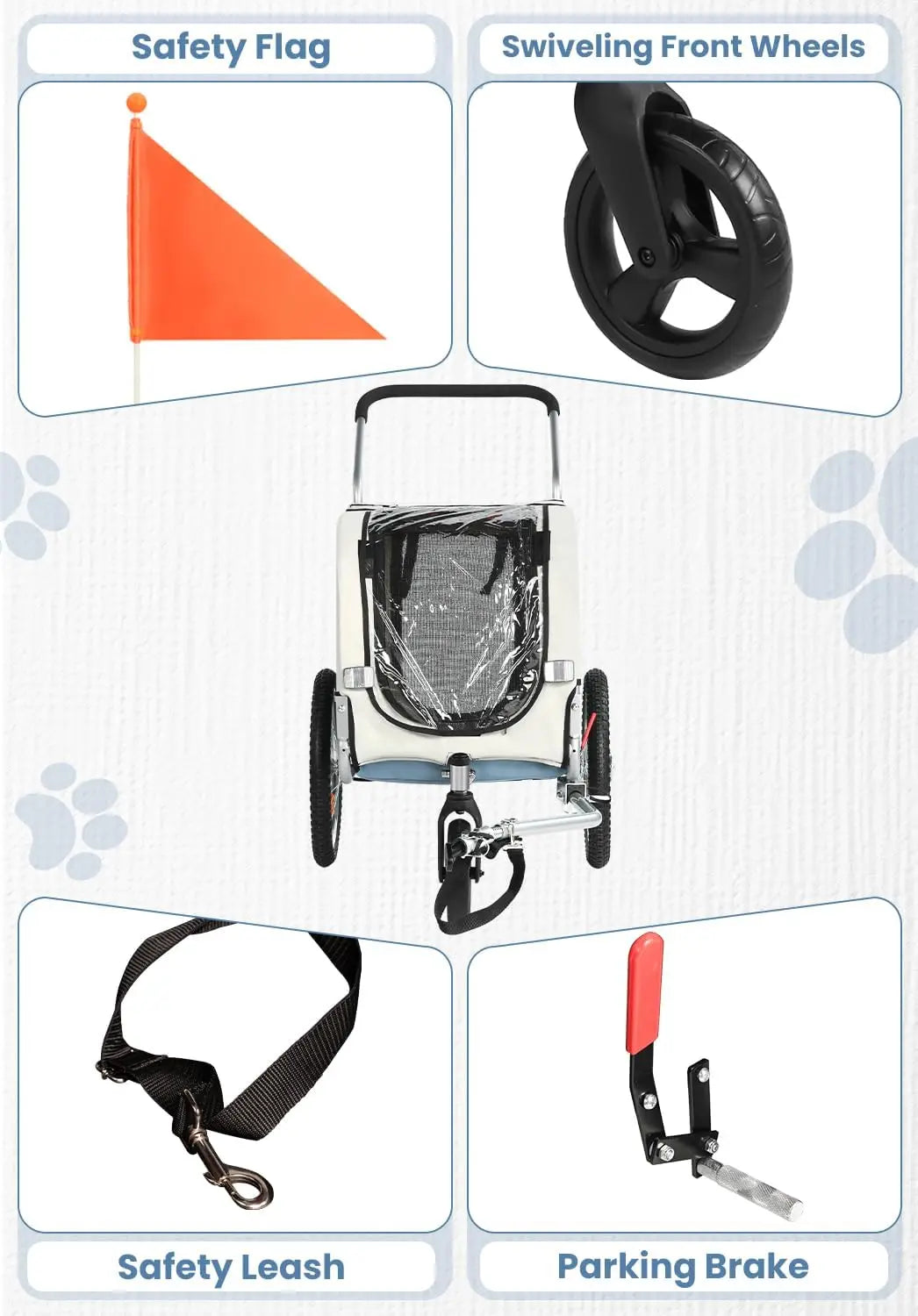 2 in 1 Pet Bicycle Trailer Stroller
