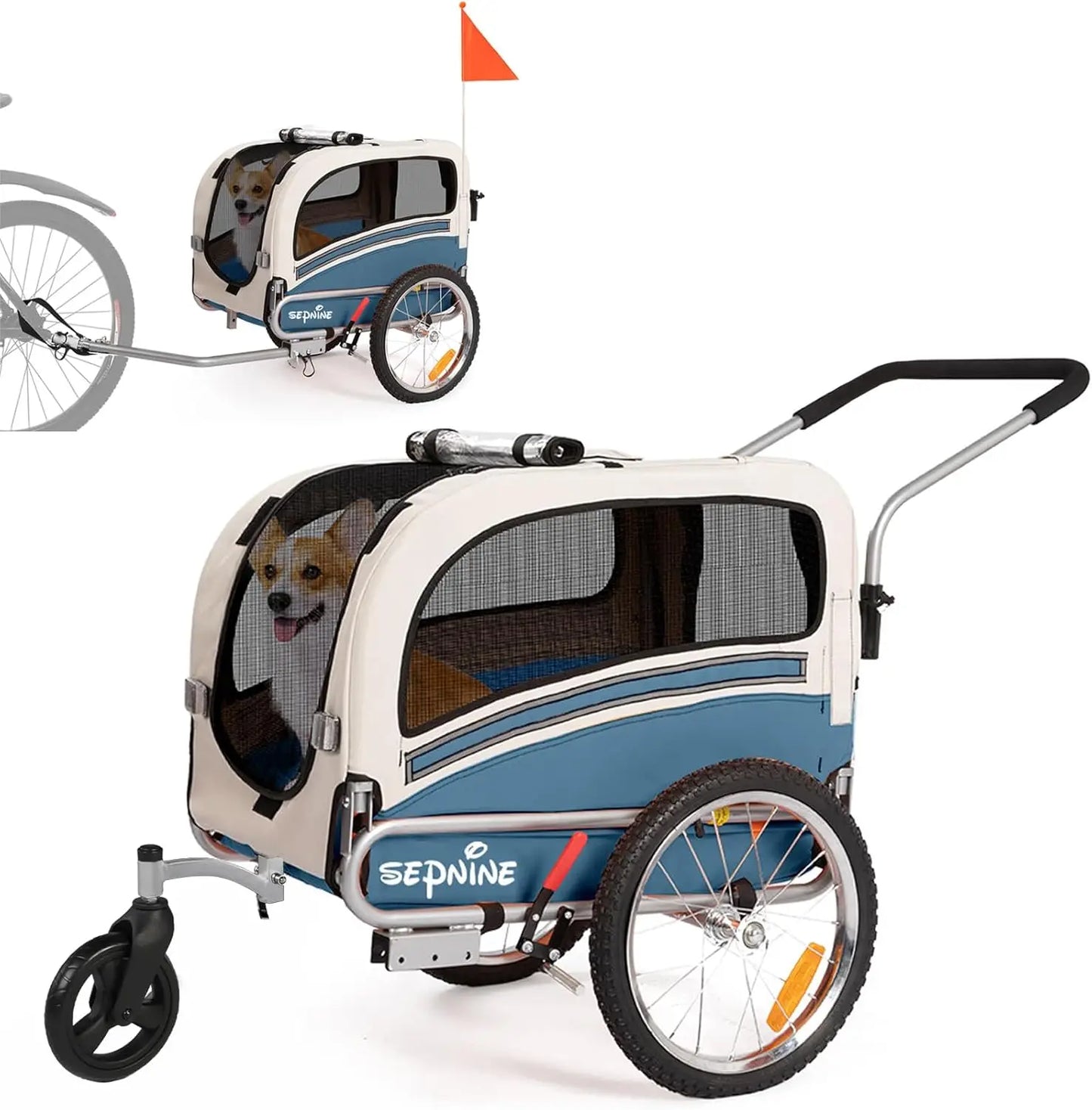 2 in 1 Pet Bicycle Trailer Stroller