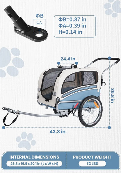 2 in 1 Pet Bicycle Trailer Stroller
