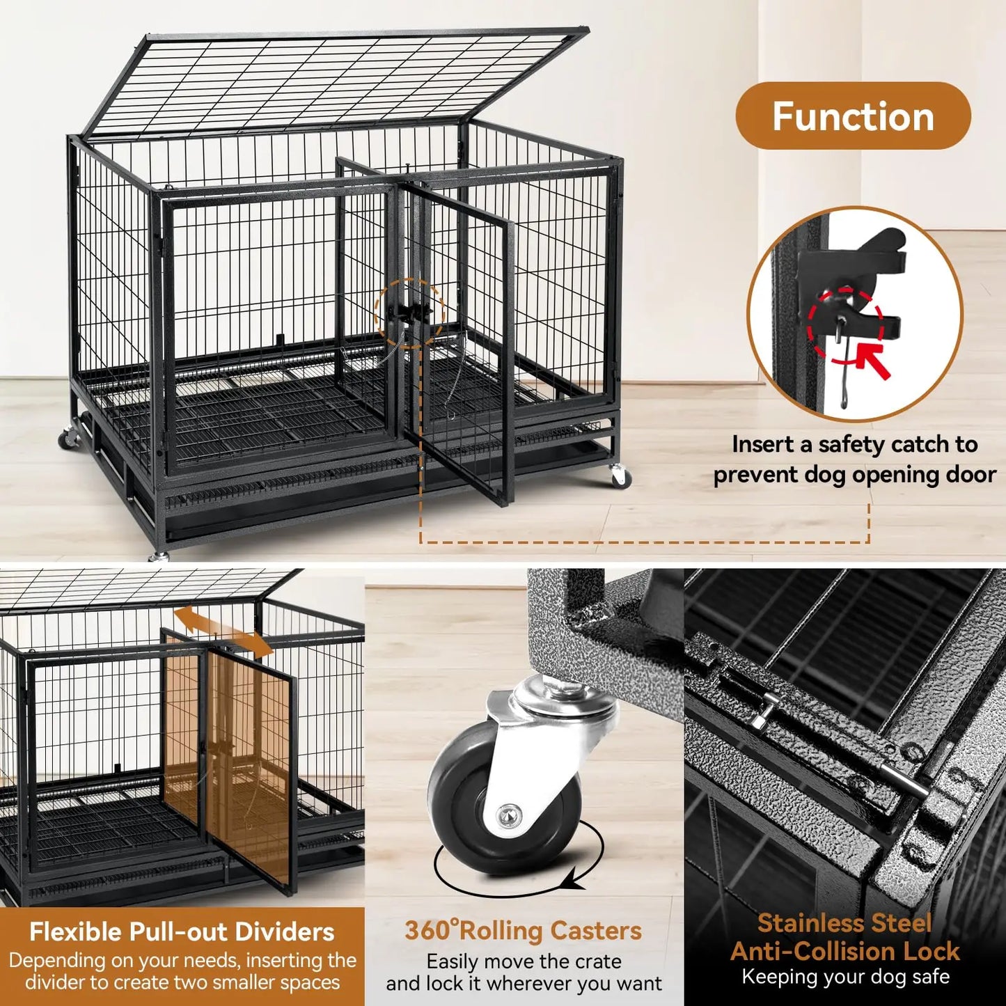 Heavy Duty Dog Crate for Large, Medium & Small Dogs
