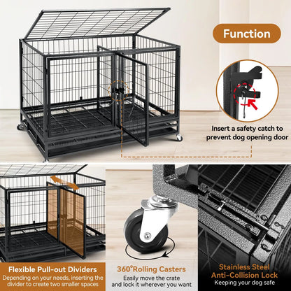 Heavy Duty Dog Crate for Large, Medium & Small Dogs