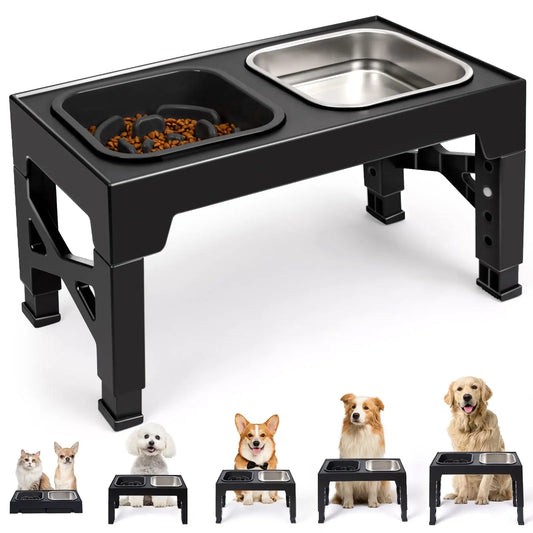 2-in-1 Elevated Slow Feeder Dog Bowls