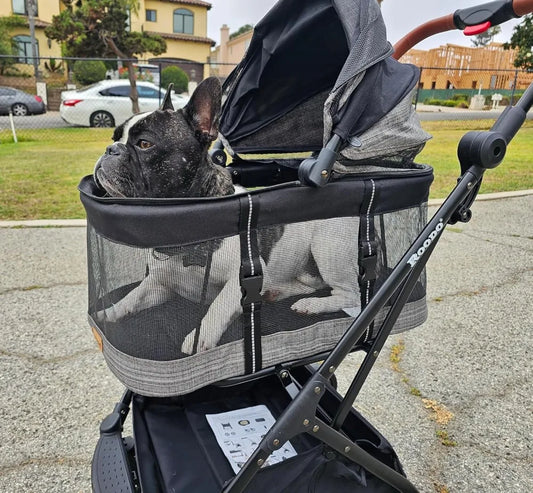 3-in-1 Pet Stroller with Detachable Carrier & Car Seat