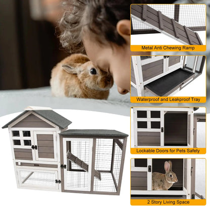 Small Chicken Coop, Rabbit Hutch with Waterproof Roof