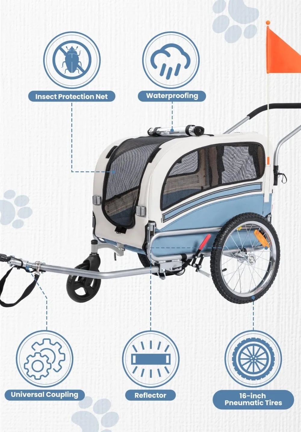 2 in 1 Pet Bicycle Trailer Stroller