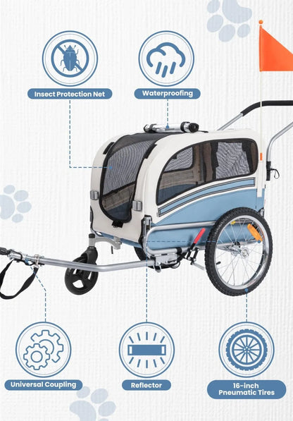 2 in 1 Pet Bicycle Trailer Stroller