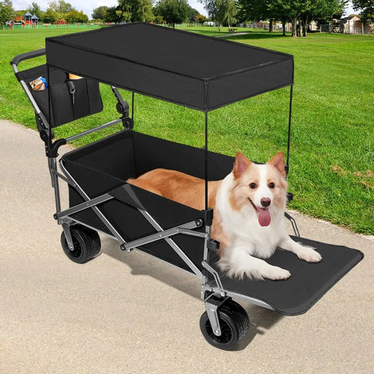 Foldable Pet Cart with Removable Canopy