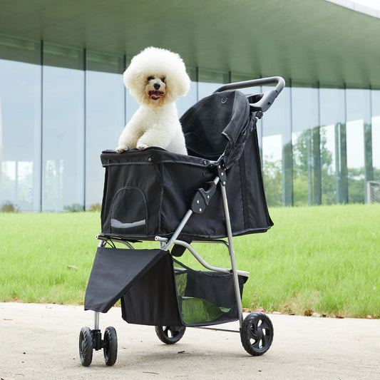 3-Wheel Foldable Pet Stroller For Small Dogs