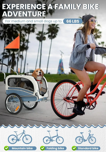 2 in 1 Pet Bicycle Trailer Stroller